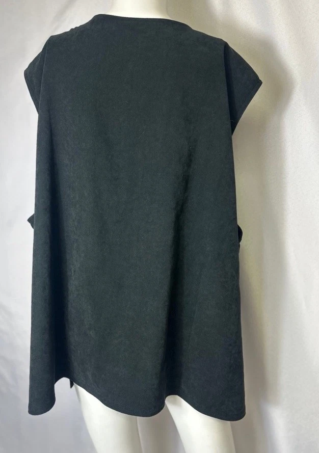 Chaleco Denim & Co Negro Sin Mangas - 3X - Cuello Mezcla Poliéster Bolsillos Delanteros Foto 4 de 4