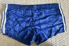 Adidas Vintage 80's West Germany Blue Run Nylon Shorts Rare Mens Size D6 L XL