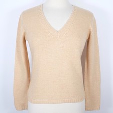 Loro Piana cashmere silk sweater taupe beige 42 US 6 V neck