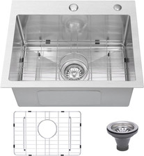 Drop in Kitchen Sink 20X16", 9" Basin Depth, 18 Gauge Stainless Steel Sink, 3D E