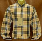 Men's Classic Burberry London Casual Button Down Shirt Beige Size M