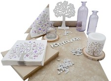 Tischdeko „Baum des Lebens“ in Beige Flieder SET - Deko Kommunion Konfirmation