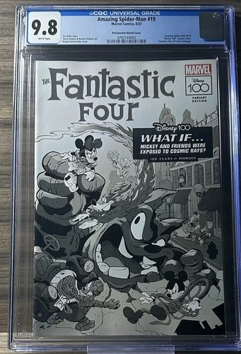 Amazing Spider-Man #19 - 1:100 B&W Disney 100 - Marvel 2023 CGC 9.8 FF 1 Homage
