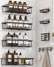 8 Pack Adhesive Large Capacity No-Drilling Shower Caddy Black