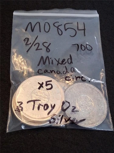 Picker’s Bag of Canada MIXED x5 CIRCULATED 3 TROY Oz Silver Dollar’s  #MF-0854