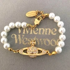 Vivienne Westwood Gold White Pearl Bracelet