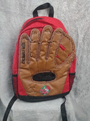 Cincinnati Reds Glove Back Pack Baseball Mitt  Bookbag MLB Promo BAG  Zip School