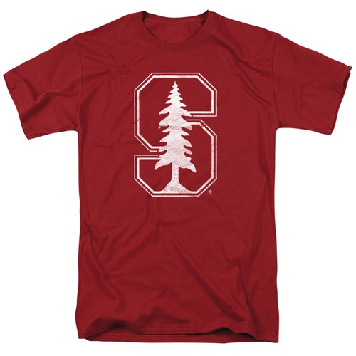 Stanford University Adult T-Shirt Distressed Primary Logo, Cardinal, S-3XL