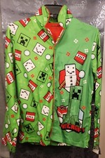 MineCraft-youth Green 'TNT' 2 piece button top pajamas size L