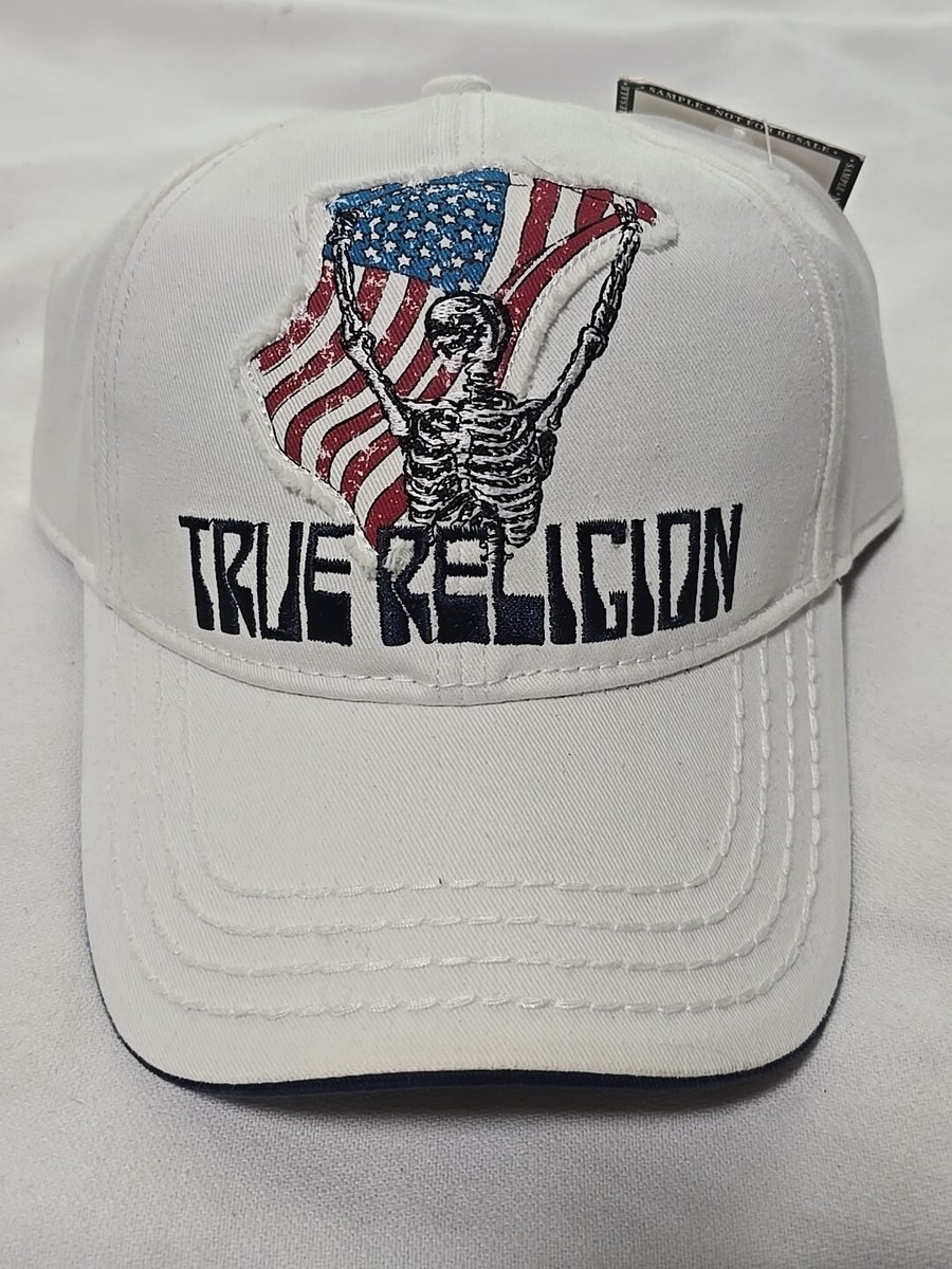 Ture Religion Flag N Bone Skeleton White Adjustable Baseball 