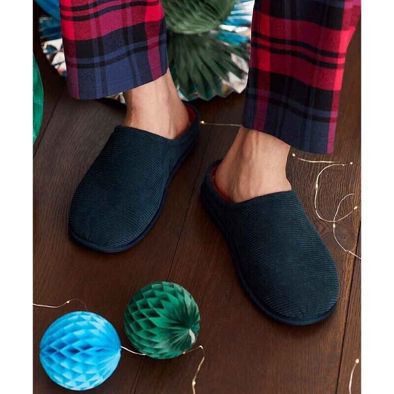 SAOLA Pantofole Uomo Navy Suola Rigida Avon Pile Slip On Mules Taglia 8 9Pelliccia Ecopelliccia