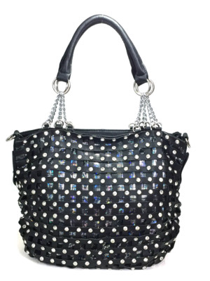 Zzfab Premium Classic Net Bling Handbag Rhinestone Sparkle Purse Black ZW3-003