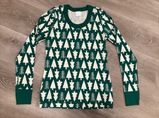 NWOT Hanna Andersson Holiday Christmas Pajama Top Women  s Sz XS Green Trees PJ