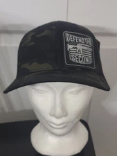 Defend The Second Leather Patch Hat Trucker Black Camo