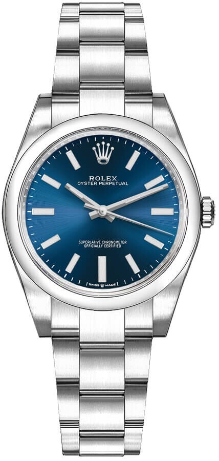 Rolex Oyster Perpetual 31mm Blue Baton Dial Swiss Womens Watch 277200-0003