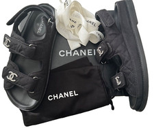 Chanel Sandals, Chanel Dad Sandals, Chanel Fabric Sandals, Crystal, 37, UK4