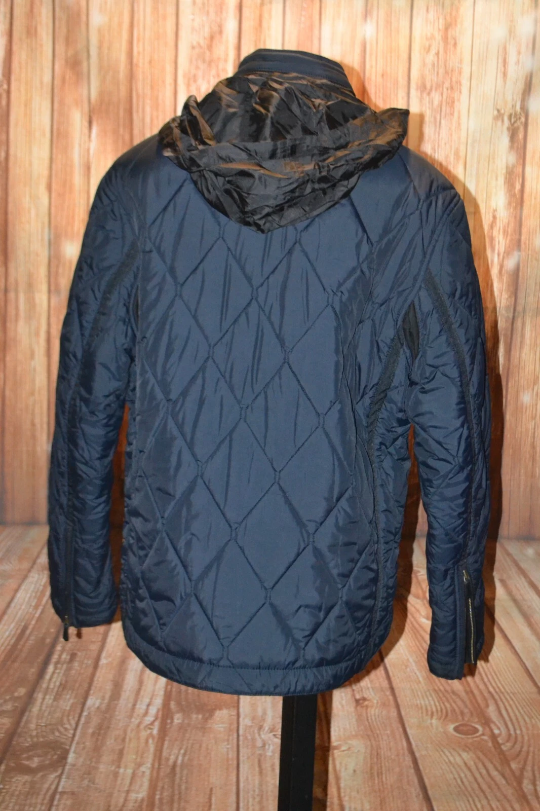 Giacca Coach donna nera trapuntata full zip con cappuccio taglia L