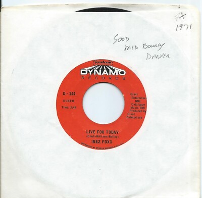 Inez  Foxx:Live for today/You shouldn't have set my soul on fire:Dynamo