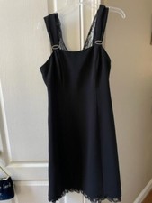 Liz Claiborne Size 8 Lined Little Black Dress w lace zip flare