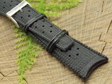 Vintage NOS Watch Band 22mm Rubber with Silver Tone Buckle Stainless Steel Long