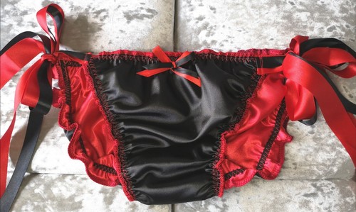 🌸MADE TO ORDER* *Double Layered satin "SISSY" Knickers with ribbon tie side🌸 - Picture 2 of 11