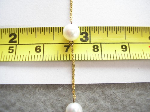 Bracciale Oro Giallo 14K Sei Perle Filo Catena 7" pollici 2 grammi Designer GS - Foto 10 di 17