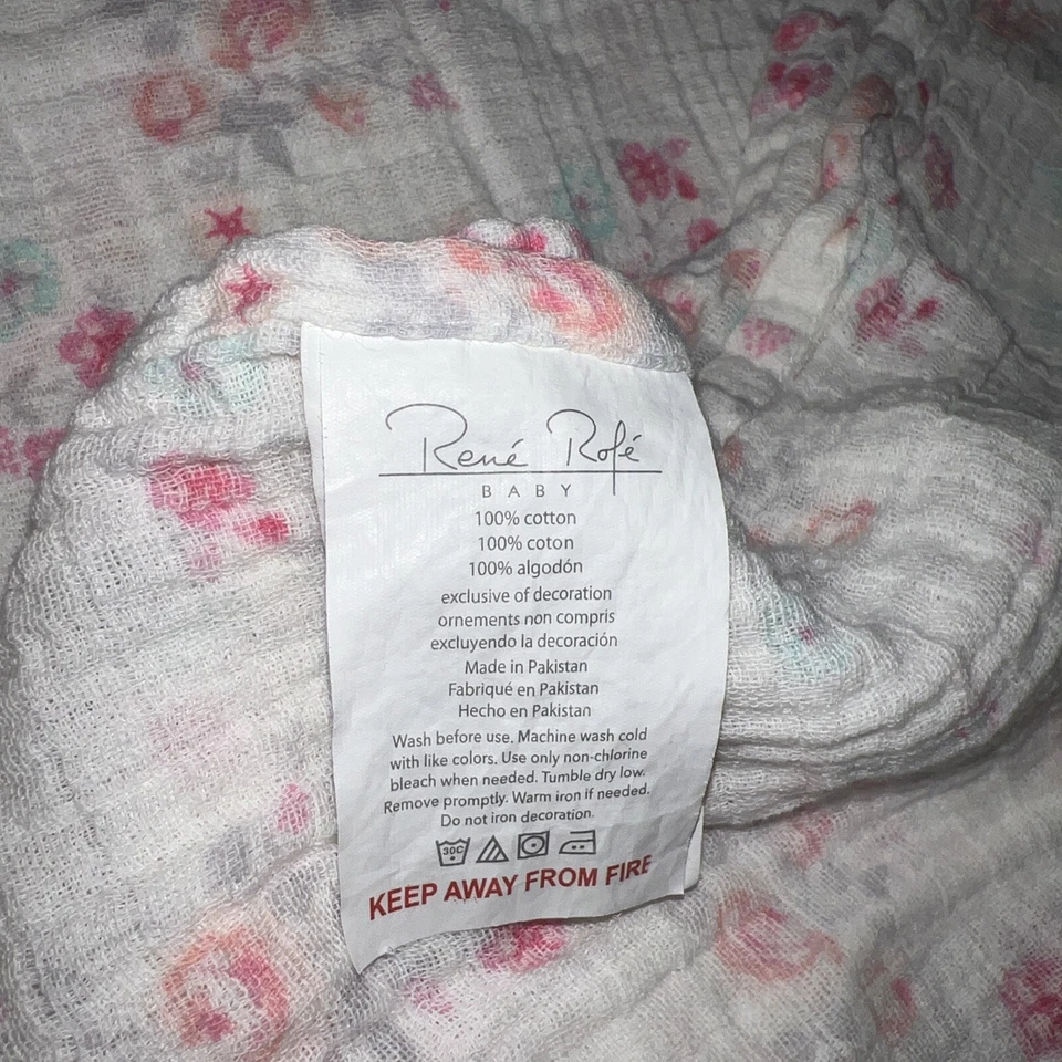 Manta de Recepción de Bebé Rene Rofe Rosa Floral 100% Algodón Muselina 36x35 Foto 4 de 4