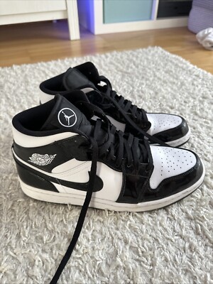 Jordan 1 Mid Größe 46 Us 12 Carbon Fiber Schwarz Weiß 