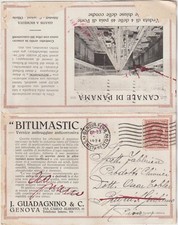 ITALY1924 GENOA BITUMATIC ANTI-RUST PAINT DOUBLE POSTCARD PANAMA CANAL 