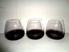 Joy Jolt BLACK SWAN  (3) CRYSTAL STEMLESS GLASSES  18 oz