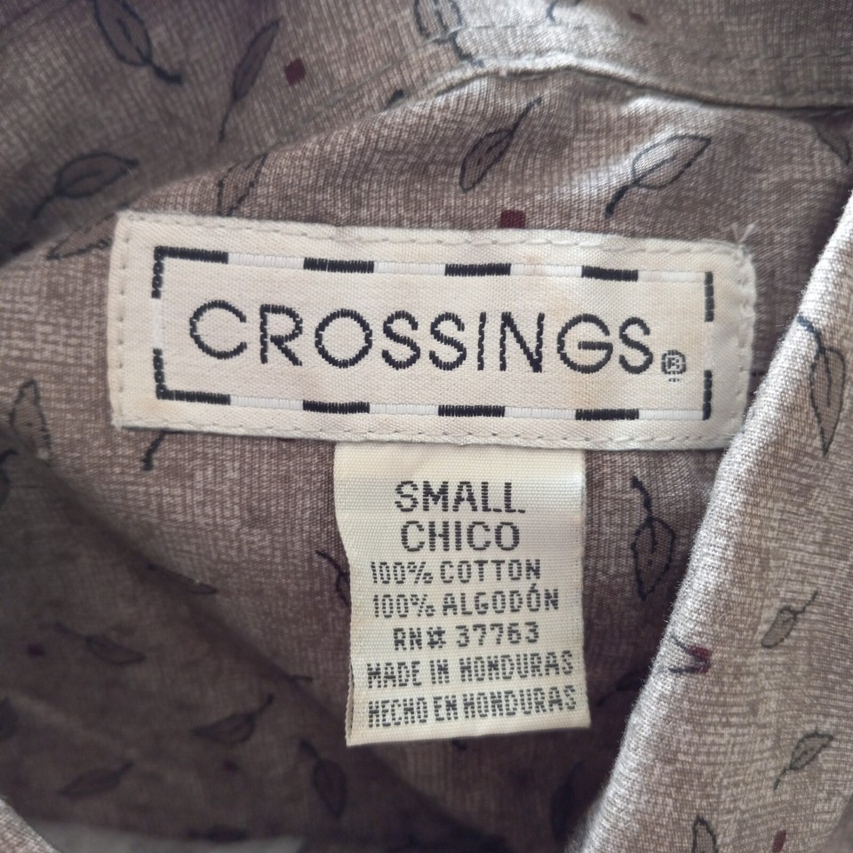 Vintage Crossings Button Down Shirt Men's Size Small Green Maroon Leaf