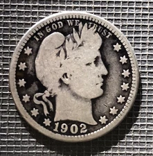 1902 o Barber Quarter Better Date  - U.S. Coins: Silver 25C