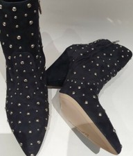 Sam Edelman UK 7.5 ( 10.5 ) Ladies Black Suede Ankle Boot Stud Detail Occasion