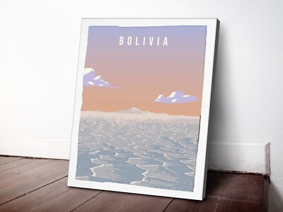 Bolivia Illustration 40x50cm Stretched Travel Canvas Wall Art Print
