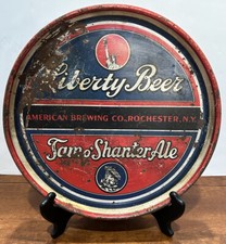 Liberty Beer Advertisment Tin Tray Vintage Serving Collectible Man Cave Bar Rare