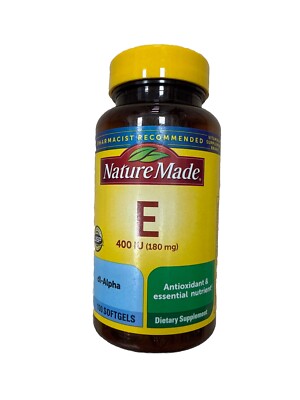 Nature Made Vitamin E 180 mg (400 IU) dl-Alpha 100 Softgels Exp 04/2029