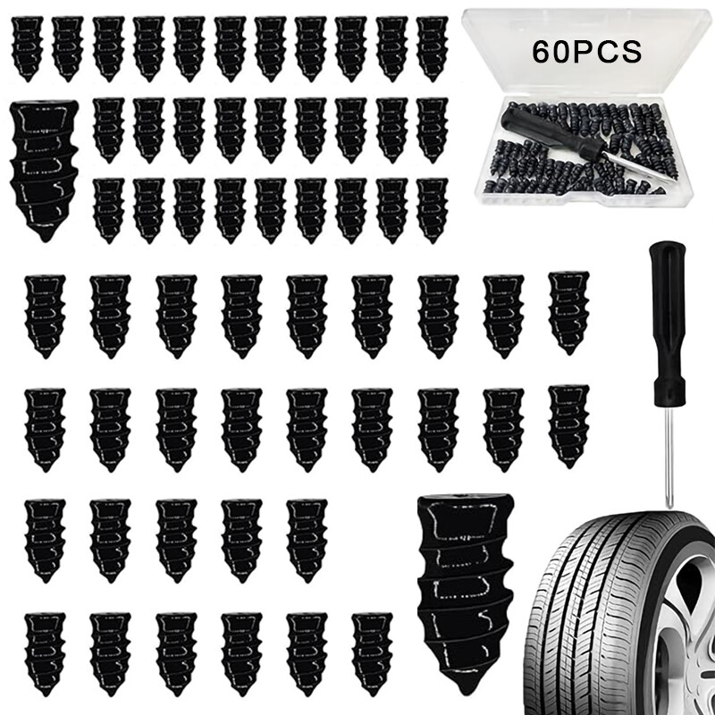 61PCS Tire Repair Screw in Rubber Plug Nail Car Tyre Puncture Kit