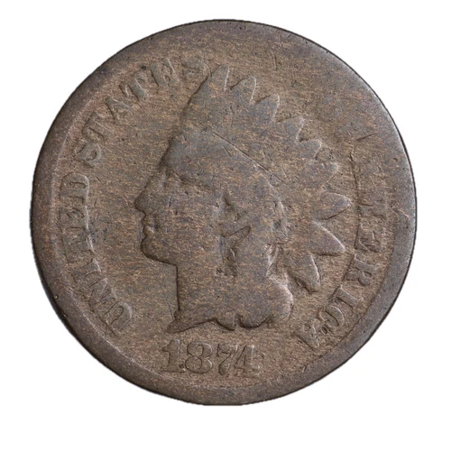 1874 FULL DATE Indian Head Cent Penny ABOUT GOOD