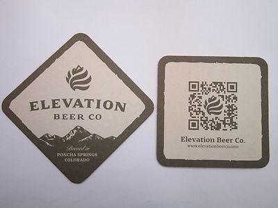 Cool Beer Coaster ~ ELEVATION Brewery, Poncha Springs, Colorado Rocky Mountains!