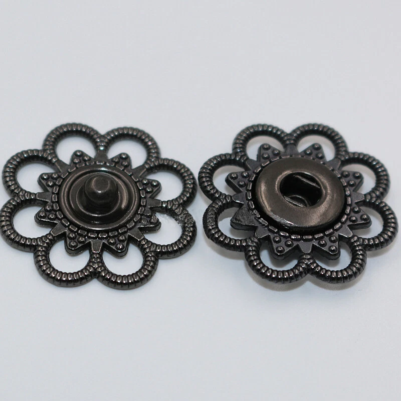 5 Pairs Metal Flower Snap Buttons Coat Windbreaker Invisible Fastener Buckle DIY - Image 2 of 4