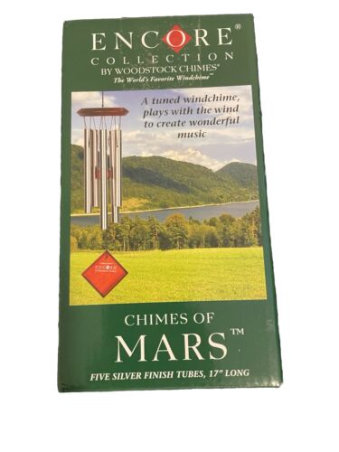 NEW In BOX Encore by Woodstock Chimes of Mars NEW 17" Wind Chimes Silver Finish - Picture 1 of 2