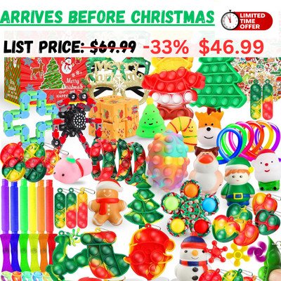 Christmas Party Favors 120 Pack Fidget Toys Set Mini Push Bubble Pops BulK