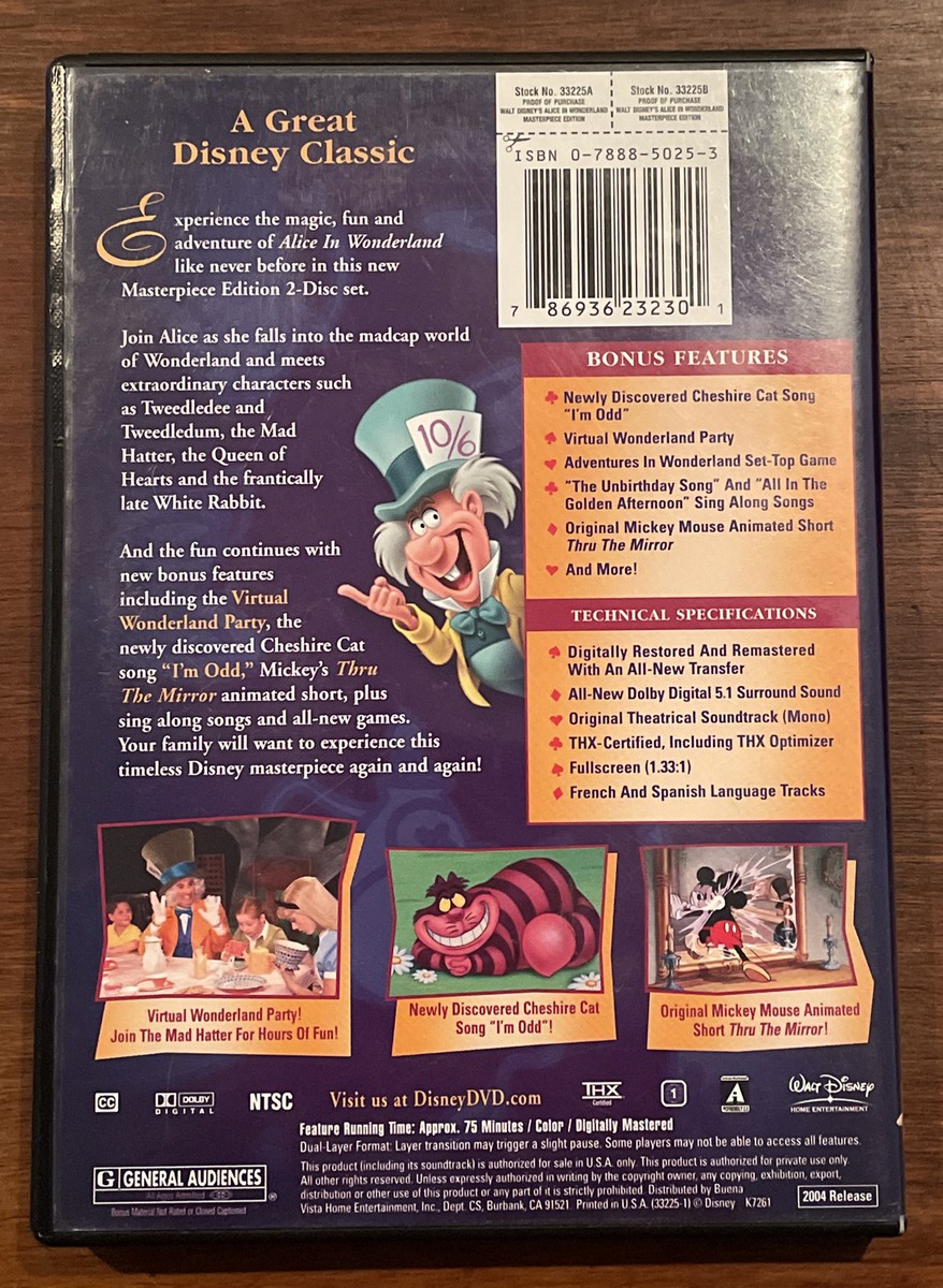 Walt Disney's Alice in Wonderland DVD 2004 2-Disc Set The