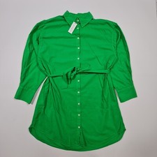 Velvet by Graham & Spence Womens Shirt Dress Green Small Long Sleeves Belted