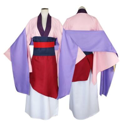 Costume Mulan abito completo vestito di carnevale adulti donna viola rosa  rosso | eBay