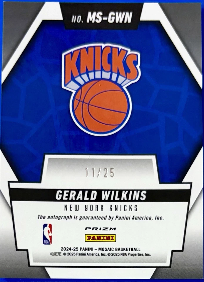 2024-25 Panini Mosaic Orange Fluorescent Scripts Auto #d /25, Gerald Wilkins - Image 2 of 3