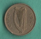 1967 Irish Sixpence Coin Old Ireland 6d Wolfhound Dog Harp — photo 2