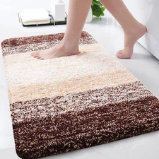 Arotive Microfiber Bathroom Rugs, Shaggy Soft and Absorbent 34" x 21", Brown 