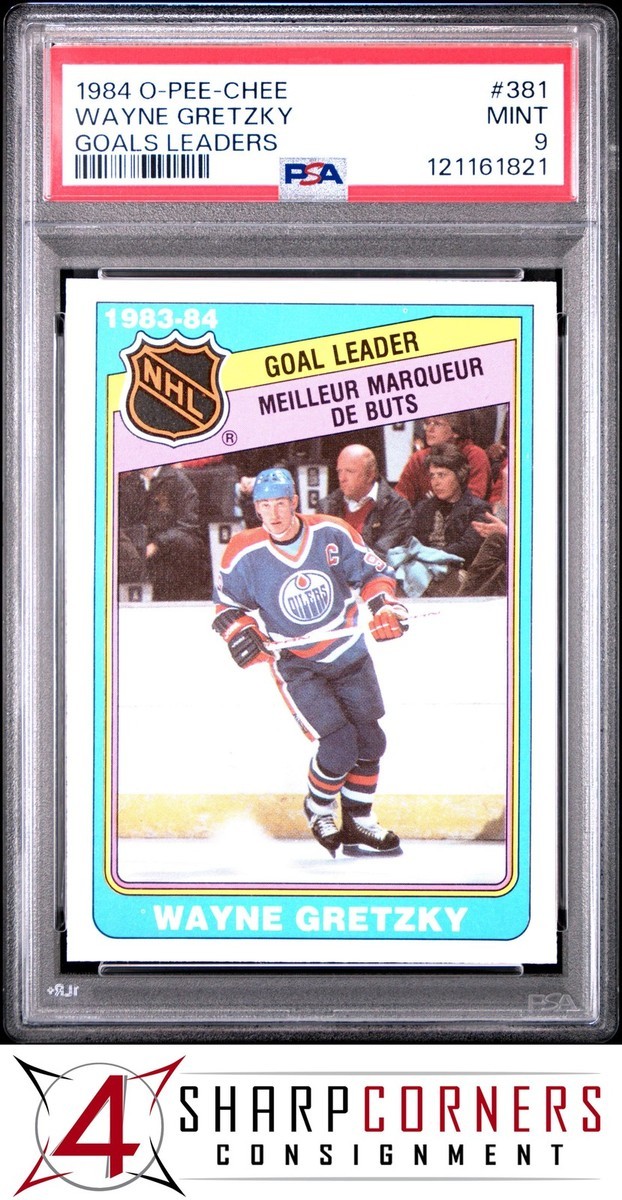 1984 O-Pee-Chee Goals Leaders #381 Wayne Gretzky Oilers HOF PSA 9