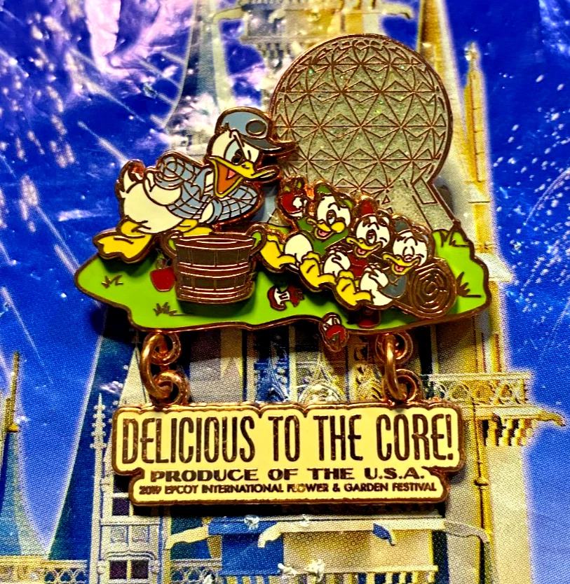 🧺 2019 Disney Epcot Flower & Garden Festival Donald Duck & Nephews Dangle Pin